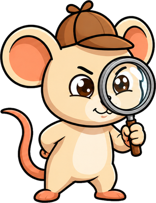 Spot Hunt detective mouse mascot