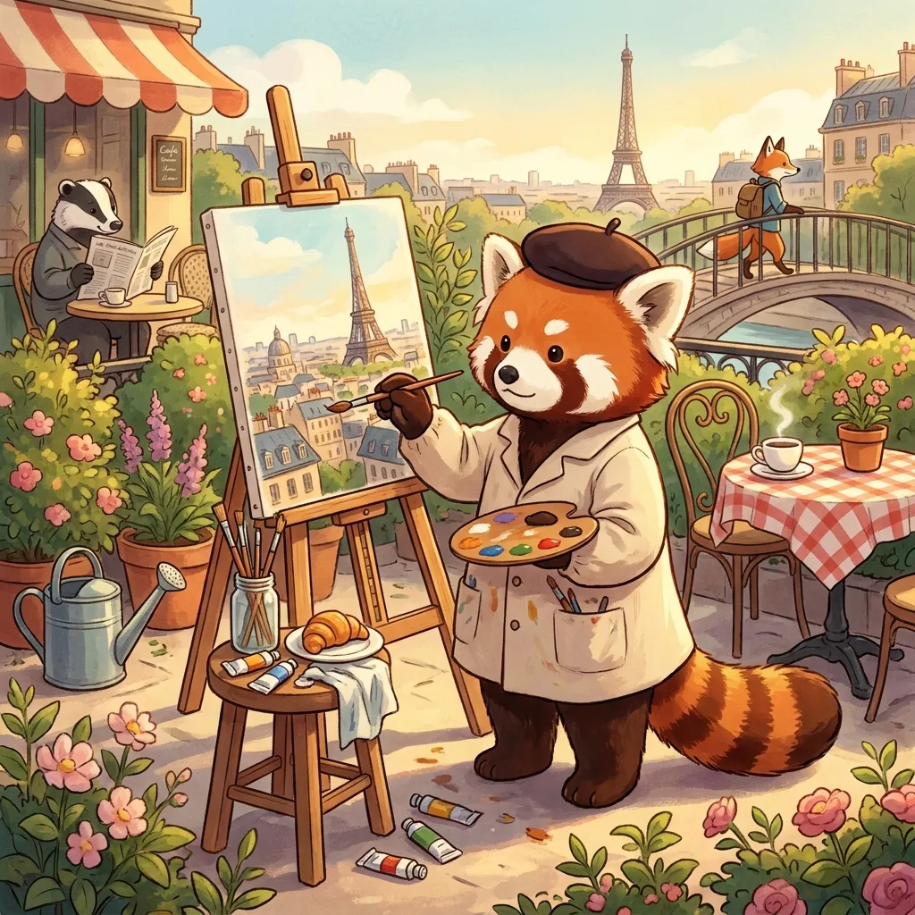 Artist painting outdoors spot the difference scene, age-respectful activity for adults with disabilities