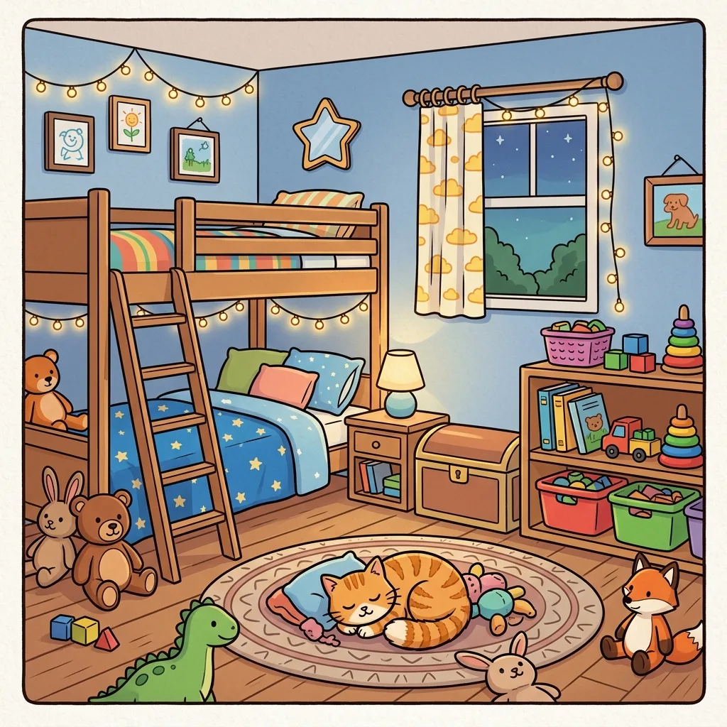Kids bedroom spot the difference printable scene for independent quiet time